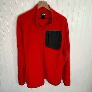 The North Face Pullover Mens XL Red Gray 1/4 Zip Sweater Hiking Fleece Outdoor